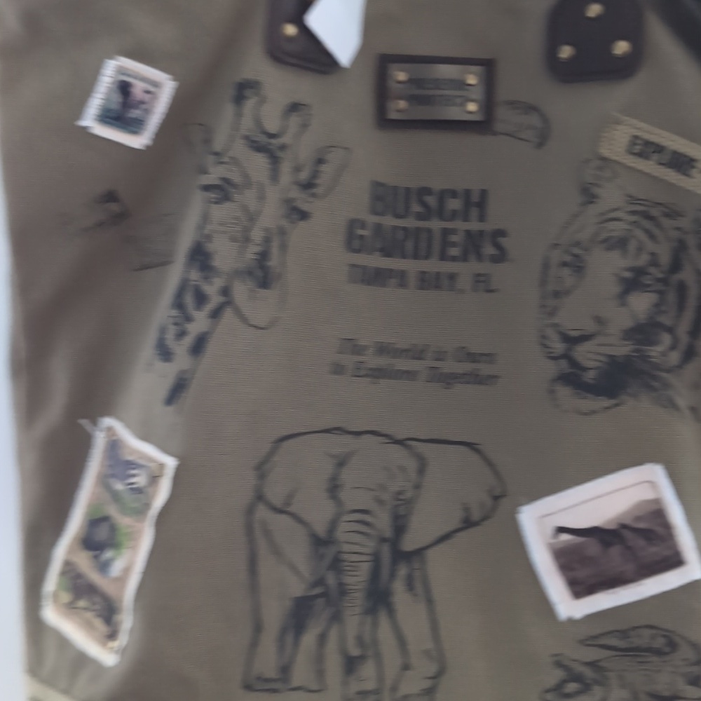 Busch Gardens Canvas Tote Bag with Animal Prints New With Tags - Picture 4 of 16